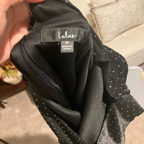 Lulu's Shimmering Black Polka Dot Blouse - Picture 3 of 3